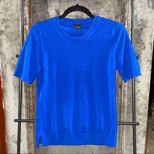 Theory Cobalt Blue Symon Sweater Wool Knit T-Shirt